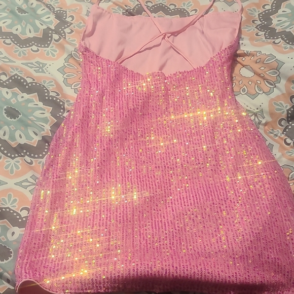 Nwot Pink Sequin Cocktail Dress - Picture 2 of 3
